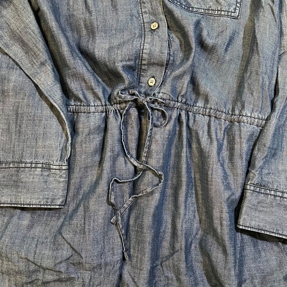 Chambray [GAP] 1/2 Button Down Mini Dress | NWT Blue Jean + Pockets | Small - Picture 7 of 16